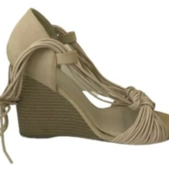 2/$35 Blush Strappy Knot Wedges, 10 "Arnetta" - Picture 2 of 6